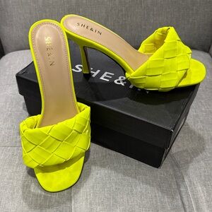 SHEIN Neon Yellow Woven Heels